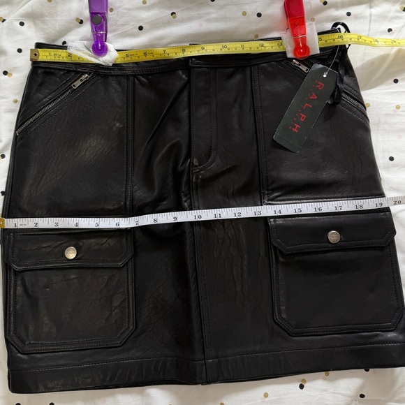 NWT RALPH by RALPH LAUREN Leather Skirt Moto zippers size 8 black - Picture 11 of 12